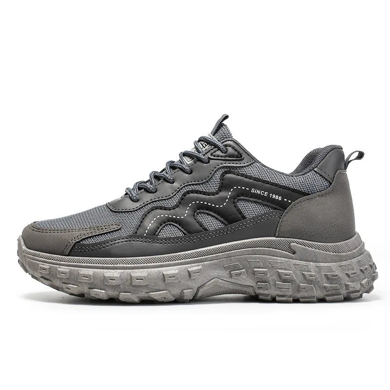 Hochwertige Herren-Sportschuhe aus Mesh, atmungsaktiv, dick, weich besohlte Anti-Rutsch-Sneakers in reiner Farbe, Sportschuhe