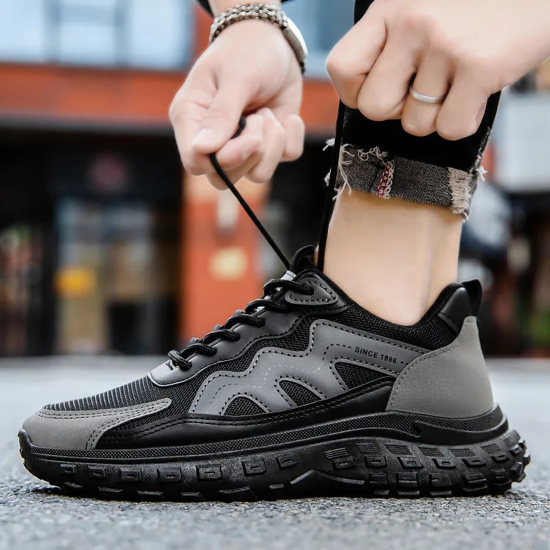 Hochwertige Herren-Sportschuhe aus Mesh, atmungsaktiv, dick, weich besohlte Anti-Rutsch-Sneakers in reiner Farbe, Sportschuhe