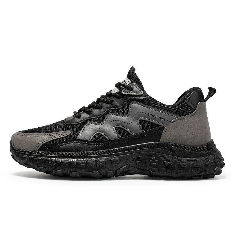 Hochwertige Herren-Sportschuhe aus Mesh, atmungsaktiv, dick, weich besohlte Anti-Rutsch-Sneakers in reiner Farbe, Sportschuhe