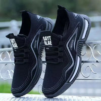 Herrenschuhe, modische Slip-On-Sneakers, Sport-Laufschuhe, atmungsaktiv, fürs Fitnessstudio, zum Wandern, Tennisschuhe, rutschfeste Workout-Flats  - Schwarz / 39