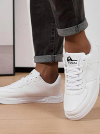 Leder Herren Weiße Sneakers Atmungsaktive Skateboardschuhe Herren Outdoor Walking Laufschuhe Paar Freizeitschuhe Größe 36-45 - Weiß / 42