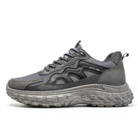 Hochwertige Herren-Sportschuhe aus Mesh, atmungsaktiv, dick, weich besohlte Anti-Rutsch-Sneakers in reiner Farbe, Sportschuhe  - Grau / 44