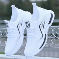 Herrenschuhe, modische Slip-On-Sneakers, Sport-Laufschuhe, atmungsaktiv, fürs Fitnessstudio, zum Wandern, Tennisschuhe, rutschfeste Workout-Flats  - Elfenbein / 43